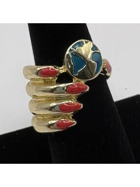 Melody Ehsani Ring Gold Tone “World Is Yours” Statement Bold- Size 8